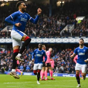 Rangers defender Connor Goldson celebrates his opening goal in the 3-0 win over Raith Rovers.  (Photo by Craig Foy / SNS Group)