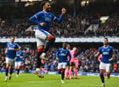Rangers defender Connor Goldson celebrates his opening goal in the 3-0 win over Raith Rovers.  (Photo by Craig Foy / SNS Group)