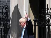 Prime Minister Boris Johnson reacts as he leaves from 10 Downing Street in central London. Picture: Justin Tallis/AFP via Getty Images