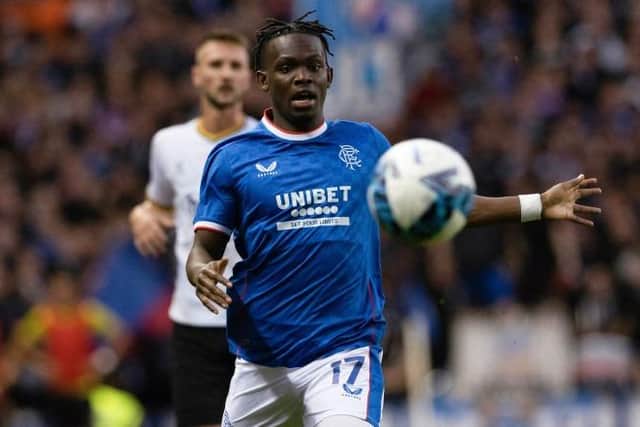 Rabbi Matondo during a UEFA Champions League Third Qualifying Round match between Rangers and Royale Union Saint-Gilloise at Ibrox Stadium, on August 09, 2022, in Glasgow, Scotland. (Photo by Craig Williamson / SNS Group)