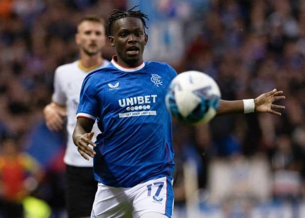 Rabbi Matondo during a UEFA Champions League Third Qualifying Round match between Rangers and Royale Union Saint-Gilloise at Ibrox Stadium, on August 09, 2022, in Glasgow, Scotland.  (Photo by Craig Williamson / SNS Group)