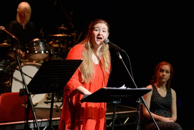 Bethany Tennick (Centre) and Kirsty Findlay in rehearsals for A Moher's Song PIC: Tim Morozzo