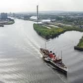 The Waveley makes her way down the river Clyde on her first sailing of 2024. Picture: John Devlin