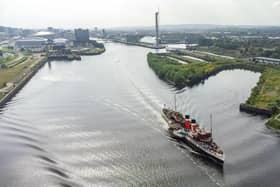 The Waveley makes her way down the river Clyde on her first sailing of 2024. Picture: John Devlin