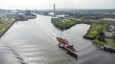 The Waveley makes her way down the river Clyde on her first sailing of 2024. Picture: John Devlin