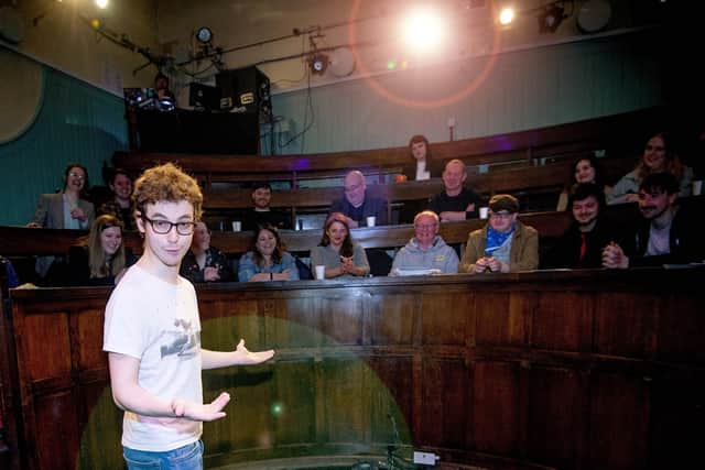Jack Hunter performed an excerpt from his debut comedy One of Two at the launch of Summerhall's Fringe programme. Picture: Neil Hanna