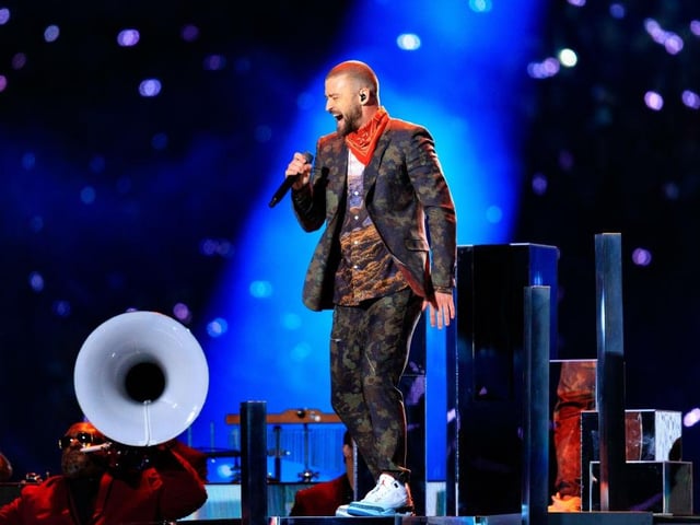 Justin Timberlake has appeared in three Super Bowl half-time shows - as a guest in 2004 and as part of boyband NSYNC in 2001. His headline solo performance in 2018 at the US Bank Stadium in Minneapolis has been watched 30 million times.