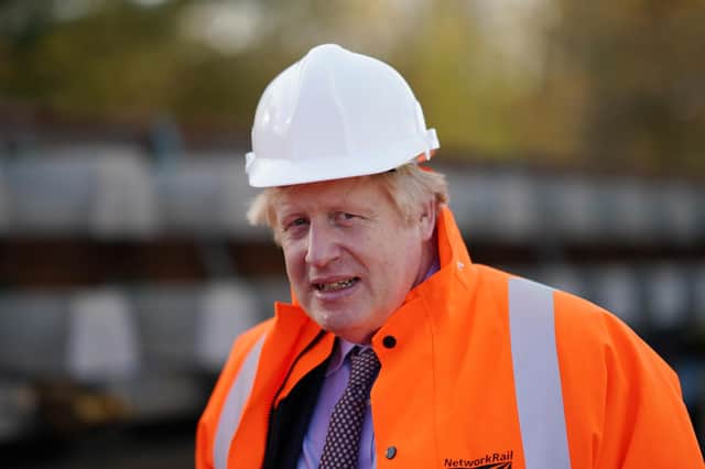 Prime Minister Boris Johnson during a visit to the Network Rail hub at Gascoigne Wood, near Selby, North Yorkshire, to coincide with the announcement of the Integrated Rail Plan. Picture date: Thursday November 18, 2021.