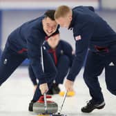 Hammy McMillan (left) and Bobby Lammie of Great Britain during the official announcement of the curling team selected for Team GB for the Beijing 2022 Winter Olympic Games (Photo by Ian MacNicol/Getty Images)