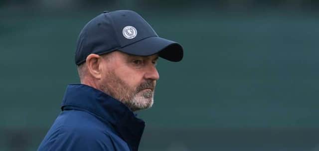 Scotland manager Steve Clarke looks on as his squad train at the Oriam in Edinburgh on Monday morning before travelling to Vienna for their World Cup qualifier against Austria. (Photo by Craig Foy / SNS Group)