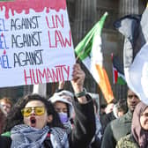 Protesters take part in a Gaza demonstration at The Mound in Edinburgh. Picture: Lisa Ferguson.