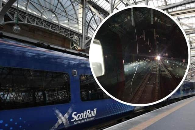 A damaged cable hanging down in the tunnel at Glasgow Queen Street made it unsafe for trains to pass.
