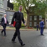 Business Secretary Jacob Rees-Mogg leaving 10 Downing Street, London, following the first Cabinet meeting with the new Prime Minister Liz Truss.