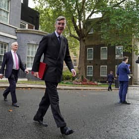 Business Secretary Jacob Rees-Mogg leaving 10 Downing Street, London, following the first Cabinet meeting with the new Prime Minister Liz Truss.