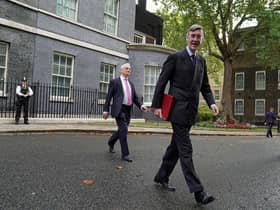 Business Secretary Jacob Rees-Mogg leaving 10 Downing Street, London, following the first Cabinet meeting with the new Prime Minister Liz Truss.