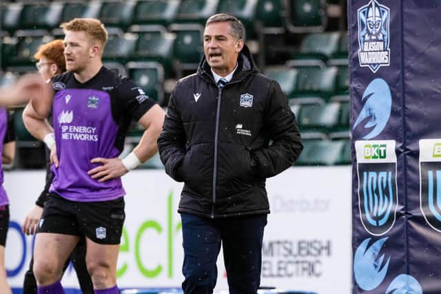 Glasgow Warriors head coach Franco Smith with captain Kyle Steyn. (Photo by Craig Williamson / SNS Group)