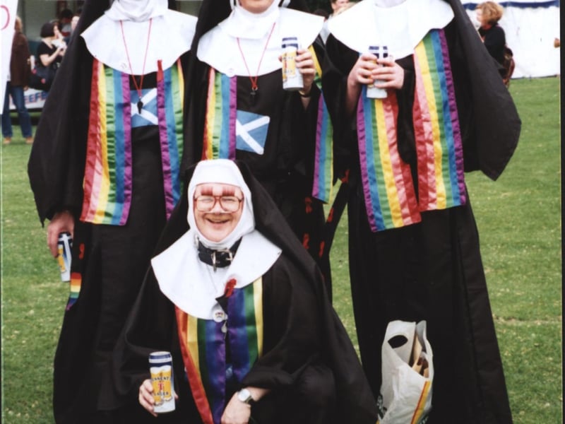 The Order of Perpetual Indulgence enjoying themselves at the Pride Festival in the Meadows.