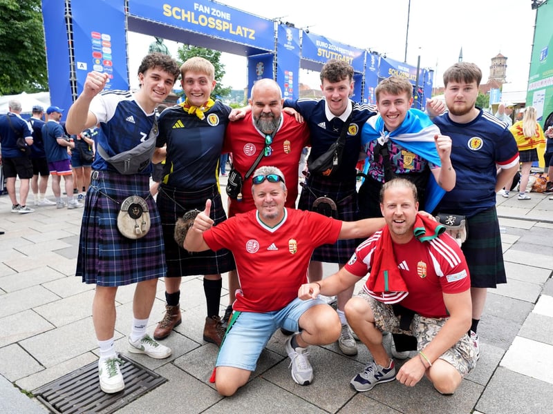Scotland and Hungary fans in the Schlossplatz Fan Zone, Stuttgart ahead of their Euro 2024 group A game