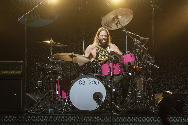 Taylor Hawkins on the drums. (Photo by Amy Harris/Invision/AP, File)