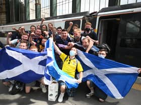 Many Scotland fans travel to Scotland games at Hampden from Glasgow Central Station. Picture: John Devlin