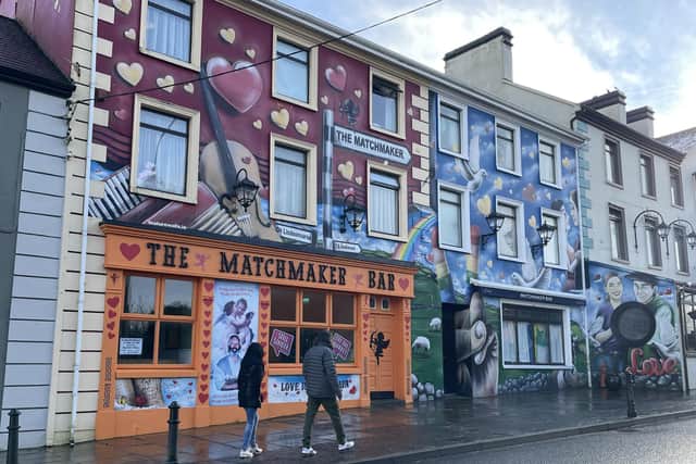 The Match Maker bar on the main street in Lisdoonvarna, Co Clare where an annual match making festival takes place every September. Pic: PA Photo/Rebecca Black.