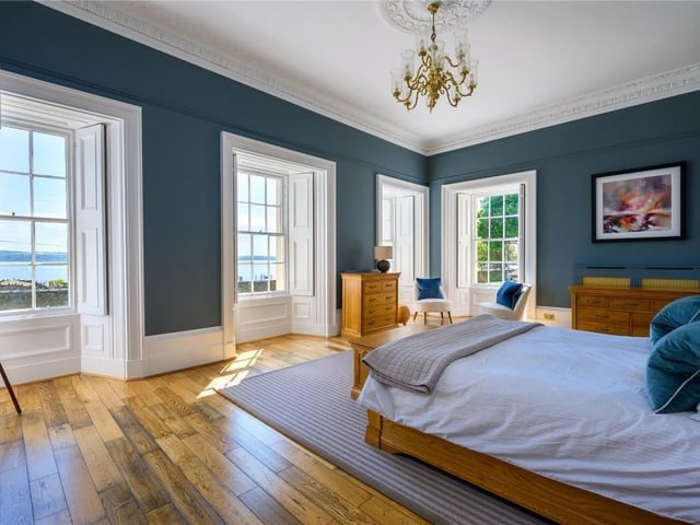 Principal bedroom with magnificent outlook over the Firth of Forth.