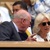 Queen Camilla and AELTC chairman Ian Hewitt (left) in the royal box at the 2023 Wimbledon Championships. Picture: John Walton/PA Wire
