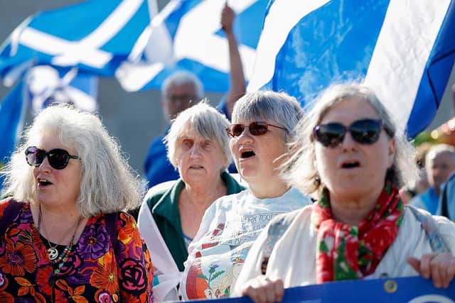 Protestors attend a rally in support of a second Scottish Independence vote on May 26 this year in Edinburgh (Picture: Jeff J Mitchell/Getty Images)