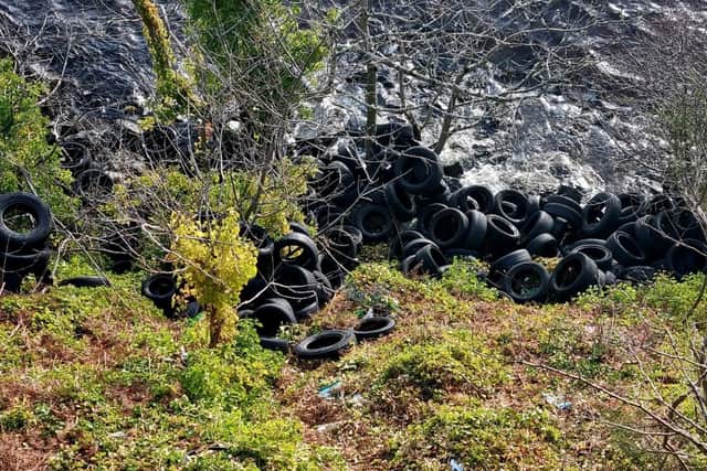 The tyres were found dumped close to a popular lay-by on the edge of Loch Ness. Picture: Ness District Salmon Fishery Board