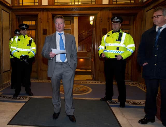 Rangers owner Craig Whyte makes a statement to the media on the day that Rangers serve notice of their intention to go into administration. Picture: SNS