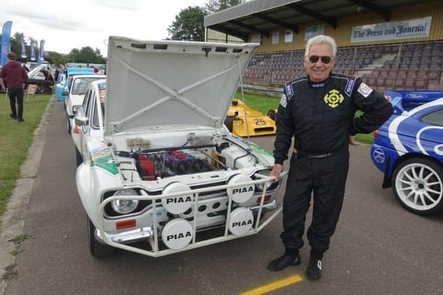 Sandy Dalgarno with his World Rally Escort Mk1 RS London-Mexico and London-Sidney car