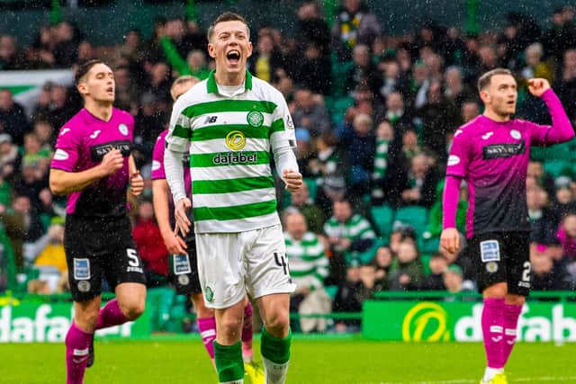 Celtic's Callum McGregor celebrates scoring against St Mirren.