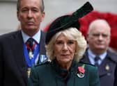 Camilla was clearly moved when she visited tributes to the late Queen at Westminster Abbey ahead of Armistice Day.