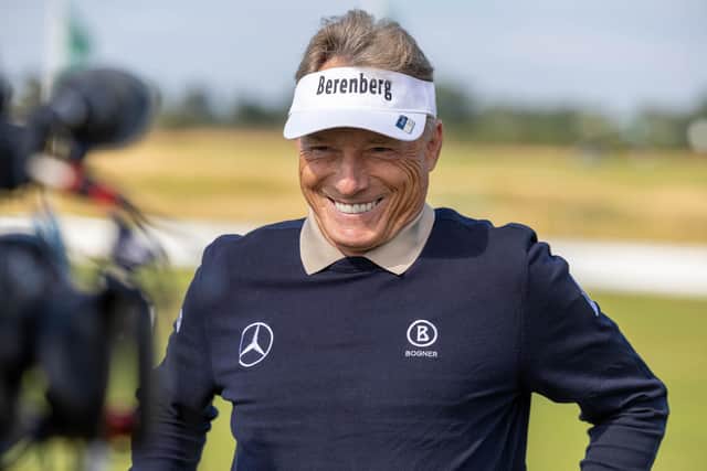 Four-time Bernhard Langer conducts an prior to the Senior Open Championship presented by Rolex at Carnoustie Golf Links. Picture: Kenny Smith/Getty Images.