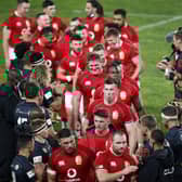 Sharks players form a guard of honour for the British and Irish Lions following the tourists' 54-7 win.