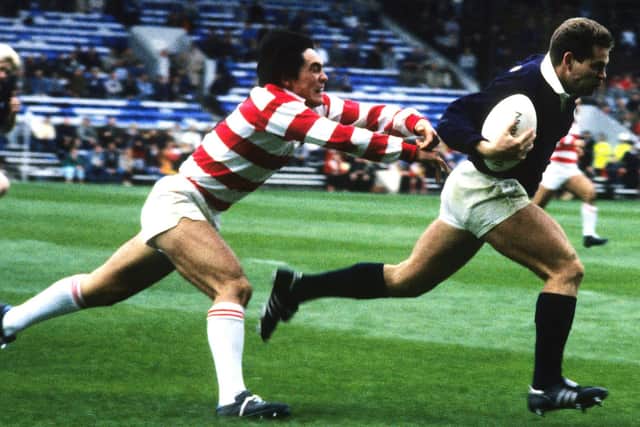 Scotland's Matt Duncan (right) escapes the clutches of Japan's Katsunori Ishil during a match in 1986.