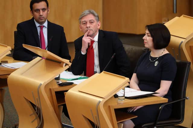 Anas Sarwar, left, beat Monica Lennon, right, to succeed Richard Leonard, centre, as Scottish Labour leader (Picture: Andrew Milligan/PA)