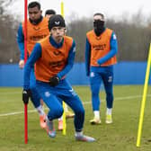 Todd Cantwell trains ahead of Rangers' Scottish Cup tie against Partick Thistle.