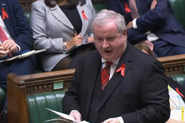 SNP Westminster leader Ian Blackford speaks during Prime Minister's Questions in the House of Commons, London.