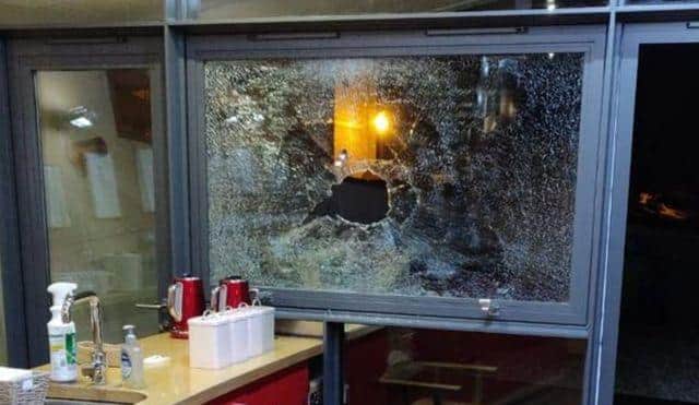 Thugs smashed windows, doors and even damaged floors at Maggie's Highland Centre, in Inverness, in a late-night wrecking spree.