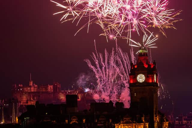 Fireworks light up the sky over Edinburgh during the celebrations to herald the arrival of 2020. Picture: Ian Georgeson