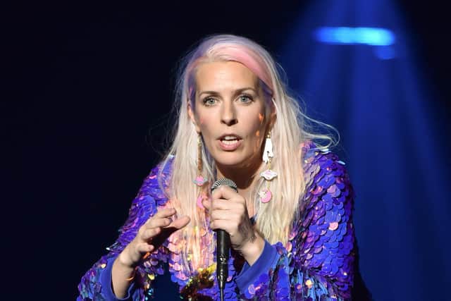 Sara Pascoe on stage at the Royal Albert Hall, London, during the Teenage Cancer Trust's Evening of Comedy, 2018.