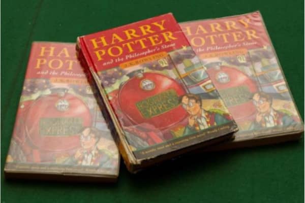 Three rare Harry Potter books are going under the gavel after being rescued from a school skip.