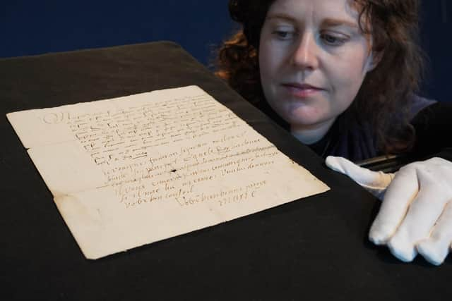 The letter, which features the handwriting of Mary Queen of Scots.