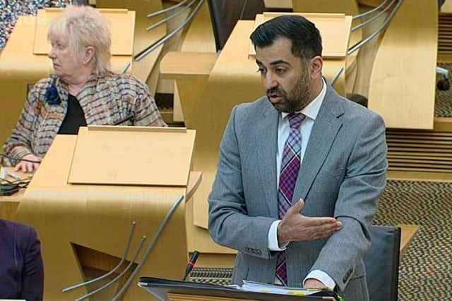 Humza Yousaf addresses the Scottish Parliament at First Minister's Questions