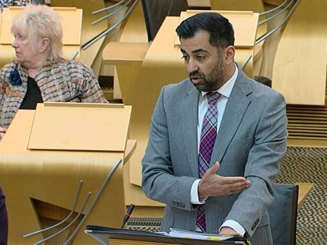 Humza Yousaf addresses the Scottish Parliament at First Minister's Questions