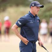 Grant Forrest acknowleges the crowd on the 9th green in the first round of the Cazoo Classic at Hillside. Picture: Warren Little/Getty Images.