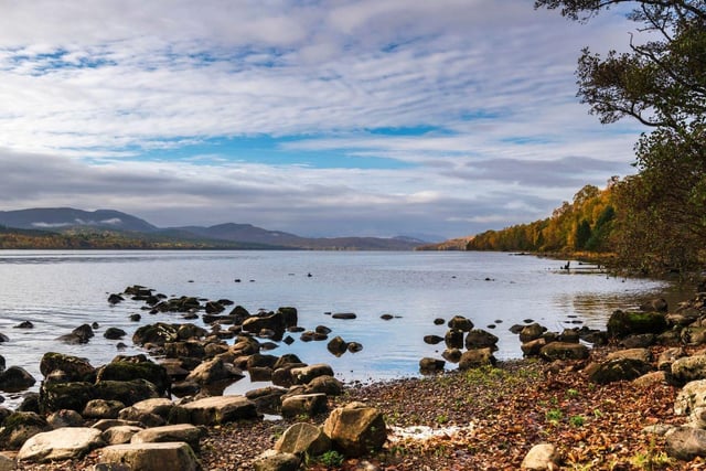 Located in Perth and Kinross, Loch Rannoch reaches a depth of 134 metres. The wild expanse of Rannoch Moor stretches out from the western banks of the loch.