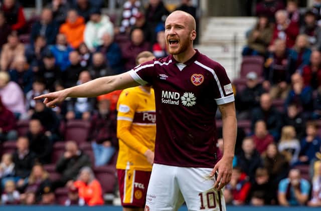 Hearts striker Liam Boyce was forced off with a calf issue in the 1-1 draw with Dundee on Saturday. Picture: SNS