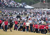 Rory McIlroy and his caddie Harry Diamond walk to the 18th green during the final round at the Old Course, St Andrews, Scotland. Pic: Ian Rutherford